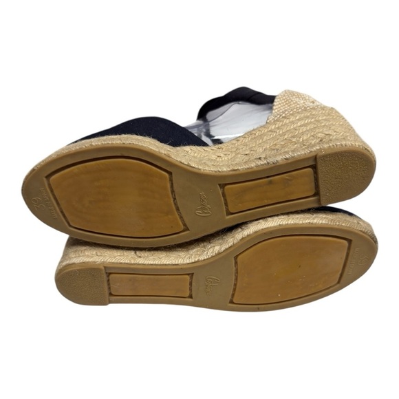 Castañer Carina Navy Canvas Espadrille Wedge Sandals Ankle Tie Size 39 US 8.5-9 - Picture 6 of 9